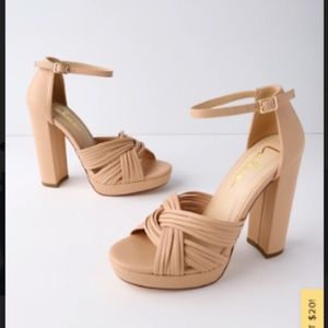 Lulu's Nude Platform Heeled Sandals